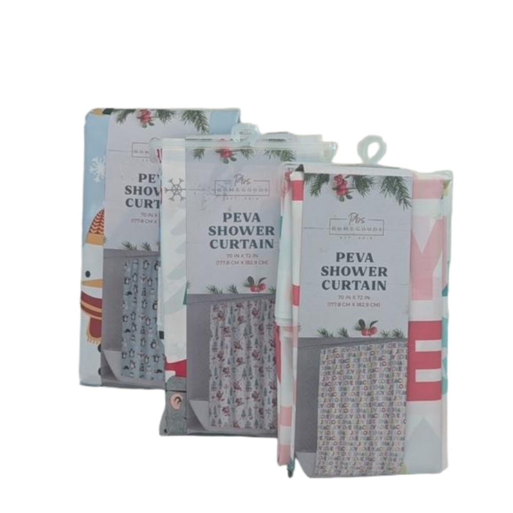 Three PEVA Holiday Shower Curtains